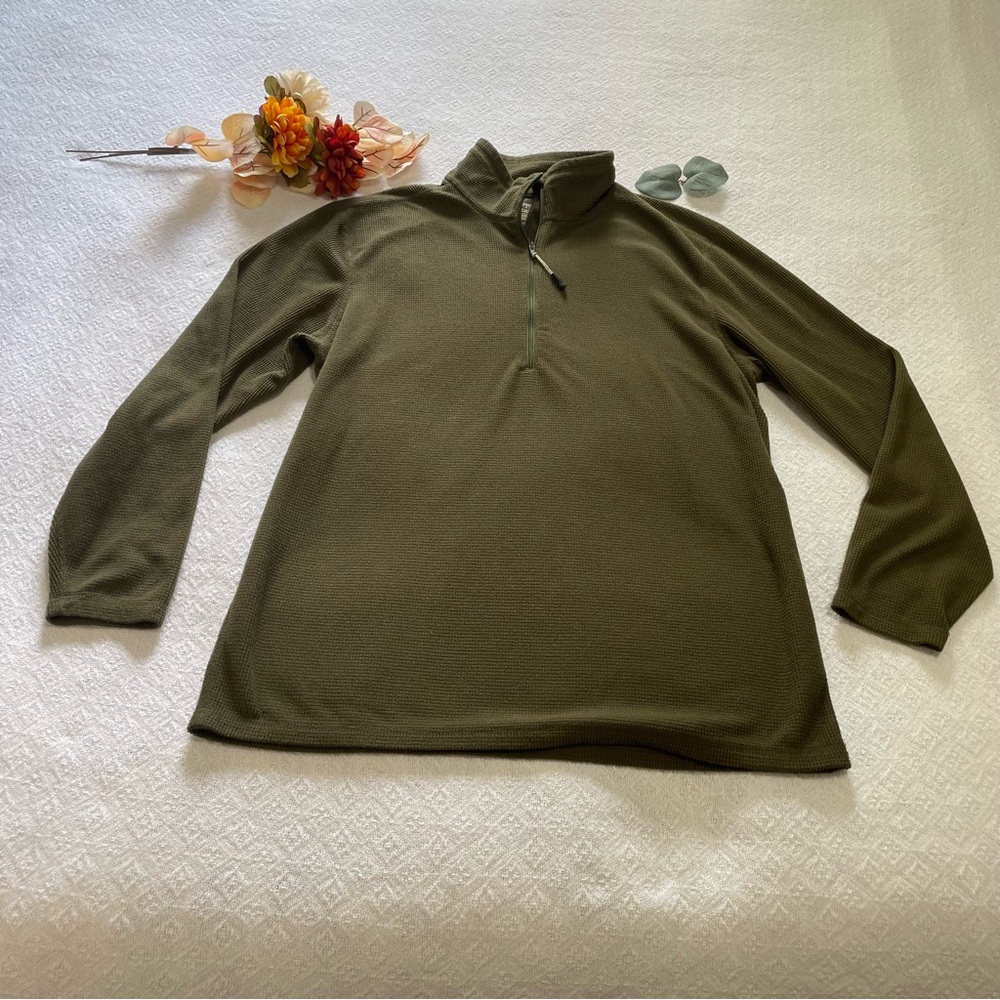 Magellan Outdoors Olive Green Quarter-Zip Pullover Size S